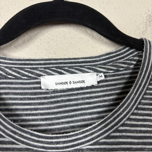 Samsoe Samsoe Mens Size Medium Graham Stripe Short Sleeves T-Shirt Black Jersey - Picture 5 of 7